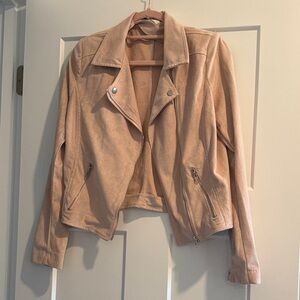 Light Pink Faux Suede Moto Jacket